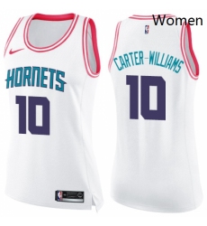 Womens Nike Charlotte Hornets 10 Michael Carter Williams Swingman WhitePink Fashion NBA Jersey 