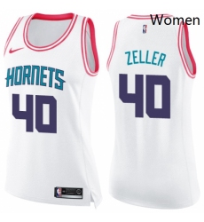 Womens Nike Charlotte Hornets 40 Cody Zeller Swingman WhitePink Fashion NBA Jersey