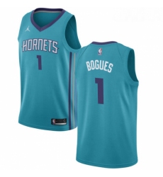 Womens Nike Jordan Charlotte Hornets 1 Muggsy Bogues Authentic Teal NBA Jersey Icon Edition 