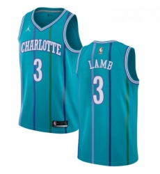 Womens Nike Jordan Charlotte Hornets 3 Jeremy Lamb Authentic Aqua Hardwood Classics NBA Jersey