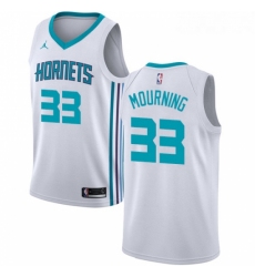 Womens Nike Jordan Charlotte Hornets 33 Alonzo Mourning Swingman White NBA Jersey Association Edition
