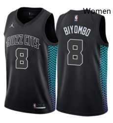 Womens Nike Jordan Charlotte Hornets 8 Bismack Biyombo Swingman Black NBA Jersey City Edition 