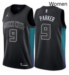 Womens Nike Jordan Charlotte Hornets 9 Tony Parker Swingman Black NBA Jersey City Edition 