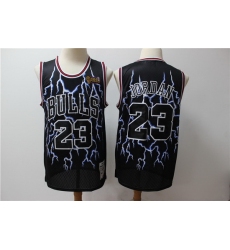Bulls 23 Michael Jordan Black Hardwood Classics Lightning Limited Edition Jersey