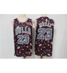 Bulls 23 Michael Jordan Black Red Tear Up Pack Hardwood Classics NBA Finals Patch Jersey