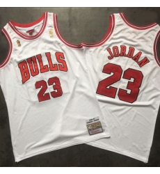 Bulls 23 Michael Jordan White Champions 1996 97 Hardwood Classics Mesh Jersey