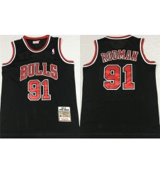 Bulls 91 Dennis Rodman Black 1997 98 Hardwood Classics Mesh Jersey