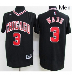 Chicago Bulls 3 Dwyane Wade Black Short Sleeve Stitched NBA Jerseyy 
