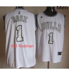 Men Bulls 91 dennis Rodman White On White Stitched NBA Jersey