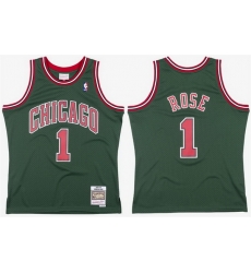 Men Chicago Bulls  1 Derrick Rose Green Stitched Basketball Jersey