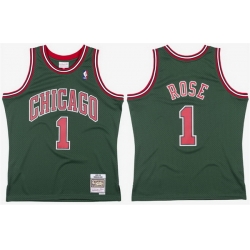 Men Chicago Bulls  1 Derrick Rose Green Stitched Basketball Jersey