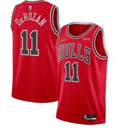 Men Chicago Bulls 11 DeMar DeRozan 75th Anniversary Red Swingman Stitched Basketball Jersey