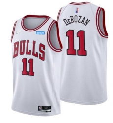 Men Chicago Bulls 11 DeMar DeRozan 75th Anniversary White Swingman Stitched Basketball Jersey