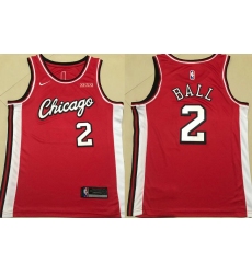 Men Chicago Bulls 2 Lonzo Ball 75th Anniversary Red Edition Swingman Stitched Basketball Jersey