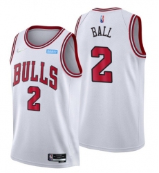 Men Chicago Bulls 2 Lonzo Ball 75th Anniversary White Swingman Stitched Basketball Jersey