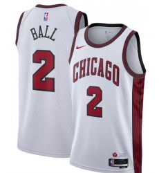 Men Chicago Bulls 2 Lonzo Ball White 2022 23 City Edition Stitched Basketball Jersey