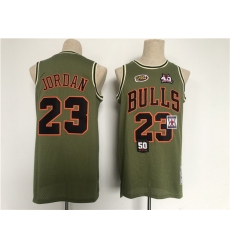 Men Chicago Bulls 23 Michael Jordan Green Military Flight Patchs Stitched Basketball Jersey
