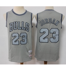 Men Chicago Bulls 23 Michael Jordan Grey Throwback Stitched Basketball Jersey