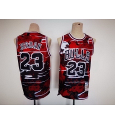 Men Chicago Bulls 23 Michael Jordan Red Black Stitched Jersey