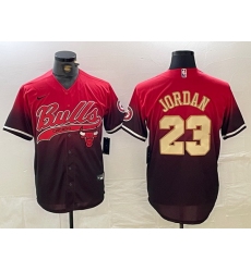 Men Chicago Bulls 23 Michael Jordan Red Black With Patch Cool Base Stitched Baseball jerseys 5