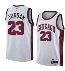 Men Chicago Bulls 23 Michael Jordan White 2022 23 City Edition Stitched Basketball Jersey