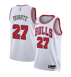 Men Chicago Bulls 27 Chris Duarte White 2024 Association Edition Stitched Basketball Jersey