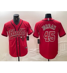 Men Chicago Bulls 45 Michael Jordan Red Cool Base Stitched Baseball Jersey