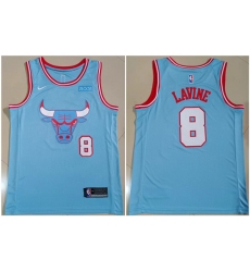 Men Chicago Bulls 8 Zach LaVine Light Blue Stitched Basketball Jersey