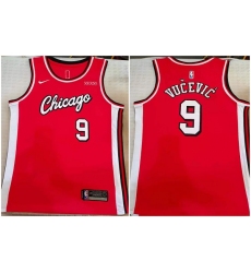 Men Chicago Bulls 9 Nikola Vucevic Red Stitched Basketball Jersey