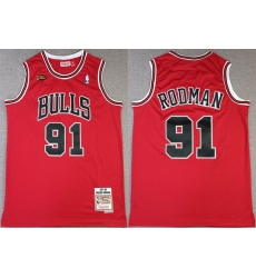 Men Chicago Bulls 91 Dennis Rodman Red NBA Finals 1997 98 Throwback Champions Stitched Jersey
