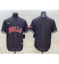 Men Chicago Bulls Blank Black Cool Base Stitched Baseball Jersey