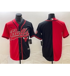 Men Chicago Bulls Blank Red Black Split Cool Base Stitched Baseball Jersey