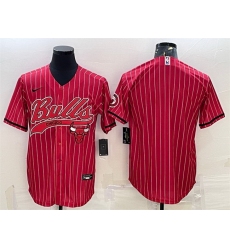Men Chicago Bulls Blank Red Cool Base Stitched Baseball JerseyS