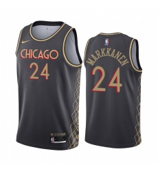 Men Nike Chicago Bulls 24 Lauri Markkanen Black NBA Swingman 2020 21 City Edition Jersey
