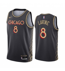 Men Nike Chicago Bulls 8 Zach Lavine Black NBA Swingman 2020 21 City Edition Jersey