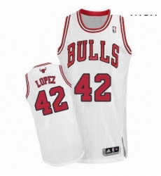 Mens Adidas Chicago Bulls 42 Robin Lopez Authentic White Home NBA Jersey