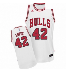 Mens Adidas Chicago Bulls 42 Robin Lopez Swingman White Home NBA Jersey