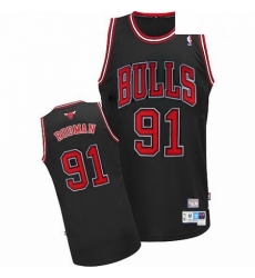Mens Adidas Chicago Bulls 91 Dennis Rodman Authentic Black Throwback NBA Jersey