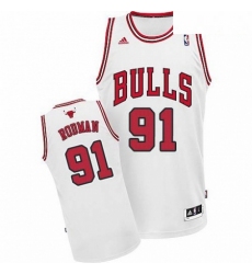Mens Adidas Chicago Bulls 91 Dennis Rodman Swingman White Home NBA Jersey