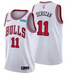 Men's Chicago Bulls #11 DeMar DeRozan White Swingman Stitched Basketball Jersey