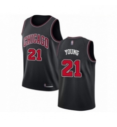 Mens Chicago Bulls 21 Thaddeus Young Authentic Black Basketball Jersey Statement Edition 