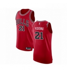 Mens Chicago Bulls 21 Thaddeus Young Authentic Red Basketball Jersey Icon Edition 