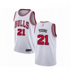 Mens Chicago Bulls 21 Thaddeus Young Authentic White Basketball Jersey Association Edition 