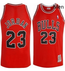 Mens Mitchell and Ness Chicago Bulls 23 Michael Jordan Authentic Red Throwback NBA Jersey