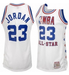Mens Mitchell and Ness Chicago Bulls 23 Michael Jordan Authentic White 1985 All Star Throwback NBA Jersey