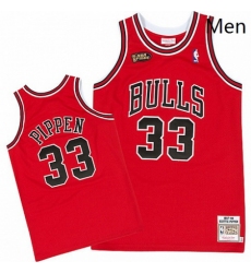 Mens Mitchell and Ness Chicago Bulls 33 Scottie Pippen Swingman Red Throwback NBA Jersey