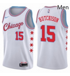 Mens Nike Chicago Bulls 15 Chandler Hutchison Swingman White NBA Jersey City Edition 