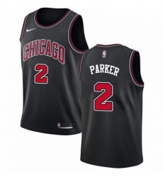 Mens Nike Chicago Bulls 2 Jabari Parker Swingman Black NBA Jersey Statement Edition 