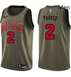Mens Nike Chicago Bulls 2 Jabari Parker Swingman Green Salute to Service NBA Jersey 