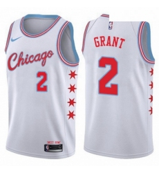 Mens Nike Chicago Bulls 2 Jerian Grant Authentic White NBA Jersey City Edition